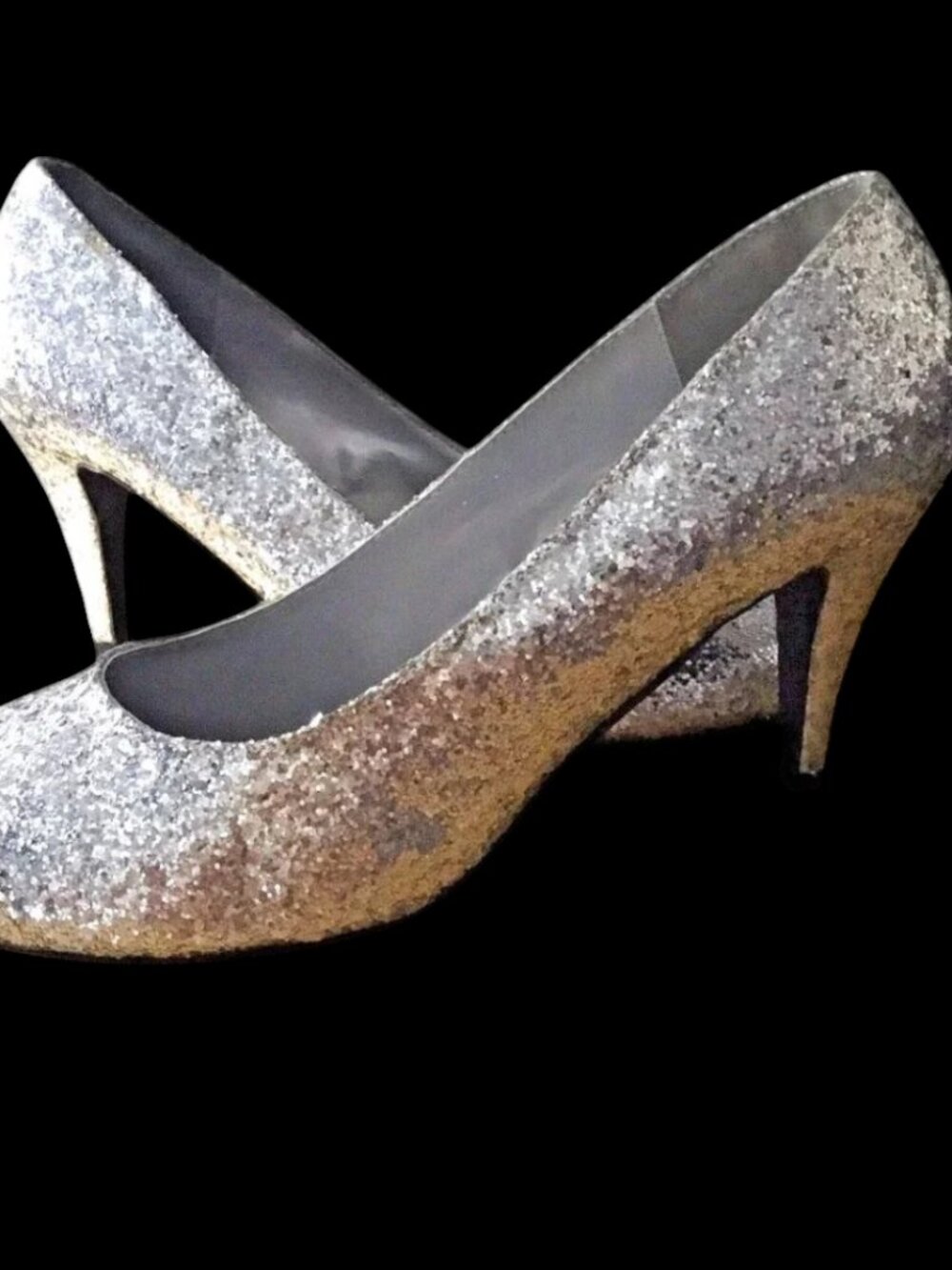 Cosplay Halloween Vision Products Silver Glitter Heels Adult Size 9/10